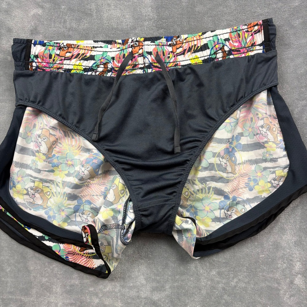 Buc-ee's Beaver Mascot Womens L Dolphin Running Shorts Tropical Lined Novelty - Picture 8 of 12